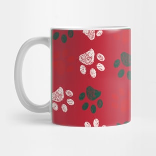 Christmas paw prints seamless Mug